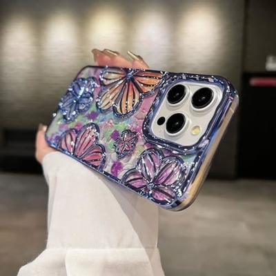 Cuerpo para iPhone 12 Pro Max de 6.7 pulgadas, Cuerpo de teléfono de flores 3D claro para mujeres Chicas de lujo Revestimiento floral Cuerpo de cubierta Estética