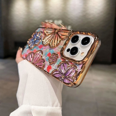 Cuerpo para iPhone 12 Pro Max de 6.7 pulgadas, Cuerpo de teléfono de flores 3D claro para mujeres Chicas de lujo Revestimiento floral Cuerpo de cubierta Estética