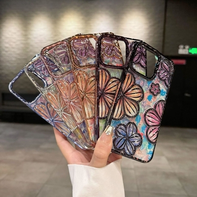 Cuerpo para iPhone 12 Pro Max de 6.7 pulgadas, Cuerpo de teléfono de flores 3D claro para mujeres Chicas de lujo Revestimiento floral Cuerpo de cubierta Estética