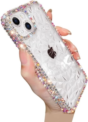 Protección de lente de la cámara con patrón de cristal de lujo Transparente Blanda Capa a prueba de golpes Cuerpo telefónico (azul, iPhone 13 Pro