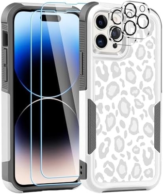 [5 en 1 para el iPhone 15 Plus Casilla, con 2 paquetes de protector de pantalla + 2 paquetes de protector de lente de la cámara, de trabajo pesado resistente robusto