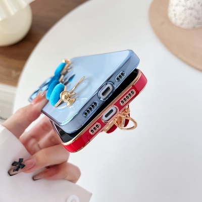 para el iPhone 12 Pro Max Caso,Cute Revestimiento Amor Corazón Muñeca Correa de la Cadena Brazalete Suave Compatible con