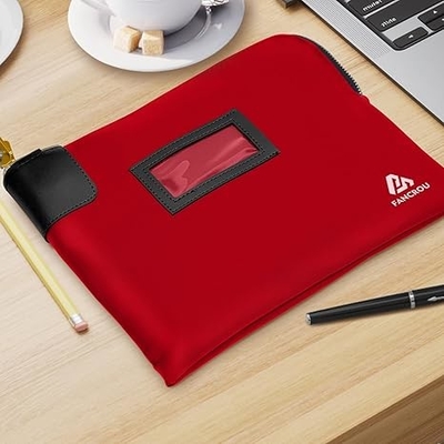 Bolso de efectivo a prueba de agua con cerradura y 2 llaves, bolso de dinero con cremallera, bolsos de seguridad para efectivo, bolso de depósito bancario de dinero duradero, bolso de documentos de nylon, bolso de monedas, bolso de billetera, bolso de efectivo pequeño, 11 x 9 pulgadas, rojo
