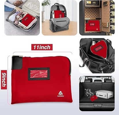 Bolso de efectivo a prueba de agua con cerradura y 2 llaves, bolso de dinero con cremallera, bolsos de seguridad para efectivo, bolso de depósito bancario de dinero duradero, bolso de documentos de nylon, bolso de monedas, bolso de billetera, bolso de efectivo pequeño, 11 x 9 pulgadas, rojo