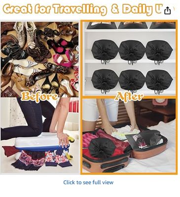 Large  Travel Shoe Bags - 5 Pcs with Clear Window, Non-Woven Drawstring, 12.6" X 17.3" for Men Women