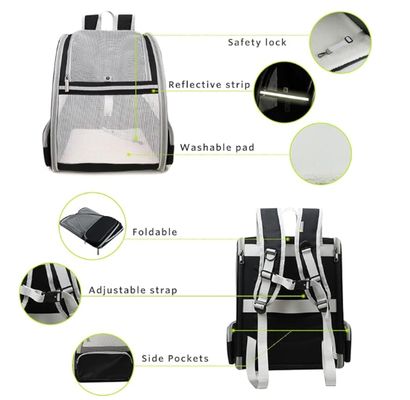 Mochila para mascotas con persianas, adecuada para gatos y perros pequeños. Cuenta con un diseño de ventilación, una correa de seguridad, soporte de broche, función plegable y está diseñada específicamente para viajes y senderismo.