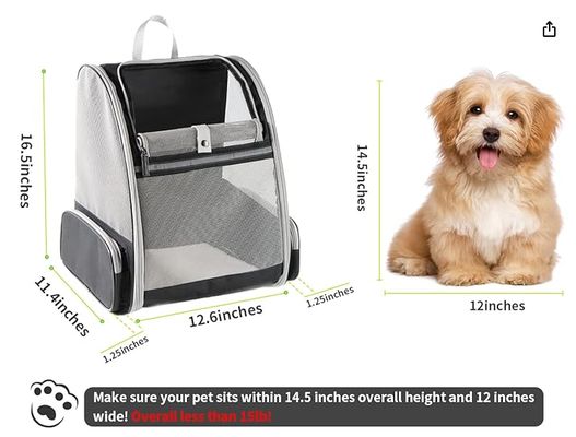 Mochila para mascotas con persianas, adecuada para gatos y perros pequeños. Cuenta con un diseño de ventilación, una correa de seguridad, soporte de broche, función plegable y está diseñada específicamente para viajes y senderismo.