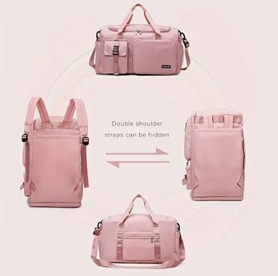 Versatile Women's Travel & Gym Bag - Chic Pink, Multi-Functional Organizer with Large Capacity, Adjustable Shoulder Strap, and Independent Shoe Compartment - Durable Polyester,, Zip Closure - Perfect