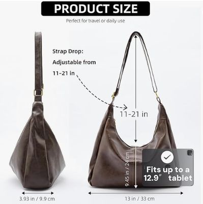 Bolsas vagabundos para mujeres, bolso de hombro de cuero vegano plegable ultra suave, bolsos de bolso con estilo.