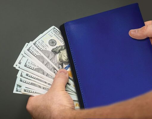 Mejores productos de oficina 6 paquete, bolso de seguridad con cremallera, de cuero, bolsa de efectivo, bolsa de monedas, bolsa de utilidad, azul