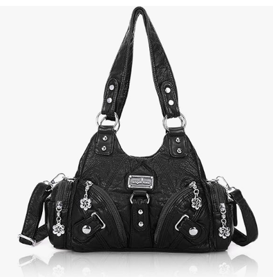 Bolsos para mujeres bolsos pequeños de hombro de vagabundo bolso de cuero multi-bolsillo con cremallera