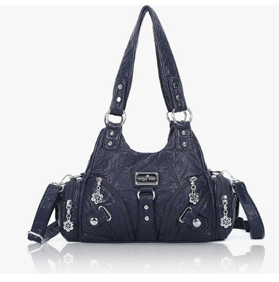 Bolsos para mujeres bolsos pequeños de hombro de vagabundo bolso de cuero multi-bolsillo con cremallera