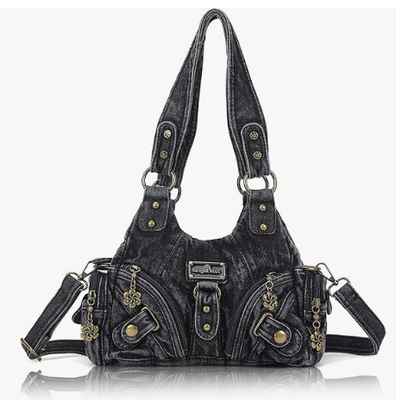 Bolsos para mujeres bolsos pequeños de hombro de vagabundo bolso de cuero multi-bolsillo con cremallera