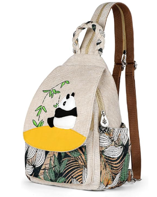 Bolso de mujer convertible, bolso artesanal de artesanía, hermoso lienzo Premium Mini mochila de día casual para mujeres (dos uvas)