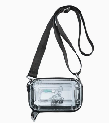 Mini bolsa de maquillaje de viaje transparente, bolsa de 7 pulgadas con un solo hombro, bolsa de viaje de cuerpo cruzado, bolsa de almacenamiento PC de cáscara dura, bolsa cuadrada pequeña de aviación