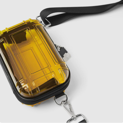 Mini bolsa de maquillaje de viaje transparente, bolsa de 7 pulgadas con un solo hombro, bolsa de viaje de cuerpo cruzado, bolsa de almacenamiento PC de cáscara dura, bolsa cuadrada pequeña de aviación