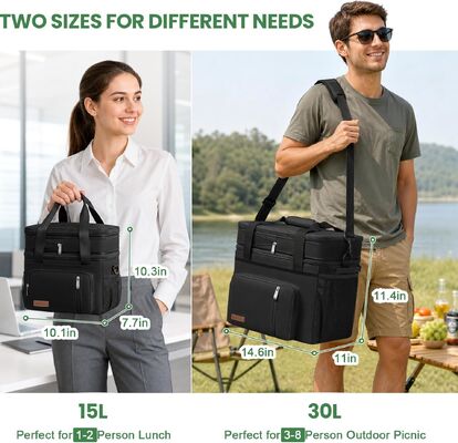 Bolsa de enfriador de cubierta doble - 60 latas de aislamiento a prueba de fugas portátil de refrigeración de almuerzo suave, refrigeración de caja de hielo expandible extra grande para playa, picnic, campamento, compras