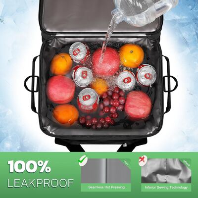 Bolsa de enfriador de cubierta doble - 60 latas de aislamiento a prueba de fugas portátil de refrigeración de almuerzo suave, refrigeración de caja de hielo expandible extra grande para playa, picnic, campamento, compras
