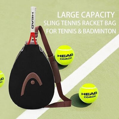 HEAD bolso de raqueta para tenis pickleball bádminton, negro. Sling de cuerpo cruzado impermeable, poliéster y PU, ajustable, tiene 1-2 raquetas, para práctica en la cancha, juegos de fin de semana y uso diario