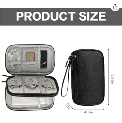 Caja de almacenamiento para viajes - Cubierta protectora EVA dura para banco de energía móvil, cargador, cable, teléfono y accesorios - Bolsa de almacenamiento portátil para aviones, viajes de negocios, muebles para el hogar