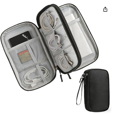 Caja de almacenamiento para viajes - Cubierta protectora EVA dura para banco de energía móvil, cargador, cable, teléfono y accesorios - Bolsa de almacenamiento portátil para aviones, viajes de negocios, muebles para el hogar