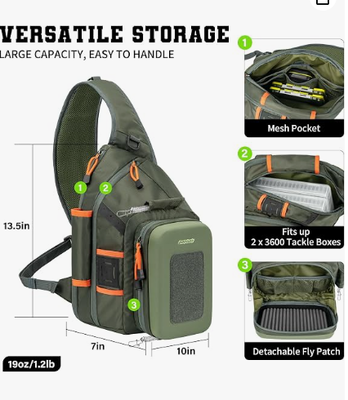 Mochila de pesca con estación de trabajo y soporte para red | Cabe hasta 2 cajas de aparejos 3600, sistema MOLLE, mochila ligera para exteriores con carcasa dura de EVA