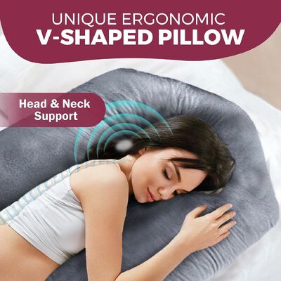 almohadas de embarazo para dormir almohada de maternidad de 57 pulgadas para mujeres embarazadas con tapa lavable extraíble soporte para la espalda, el vientre, el cuello, las piernas y las caderas almohada de cuerpo completo en forma de V C U, gris terciopelo