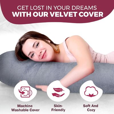 almohadas de embarazo para dormir almohada de maternidad de 57 pulgadas para mujeres embarazadas con tapa lavable extraíble soporte para la espalda, el vientre, el cuello, las piernas y las caderas almohada de cuerpo completo en forma de V C U, gris terciopelo