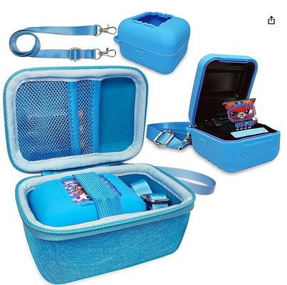 Funda de silicona y carcasa rígida para mascota digital interactiva | Accesorios para fundas protectoras de mascotas electrónicas virtuales originales Bitzee con cordón (verde azulado)