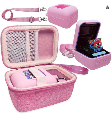Funda de silicona y carcasa rígida para mascota digital interactiva | Accesorios para fundas protectoras de mascotas electrónicas virtuales originales Bitzee con cordón (verde azulado)