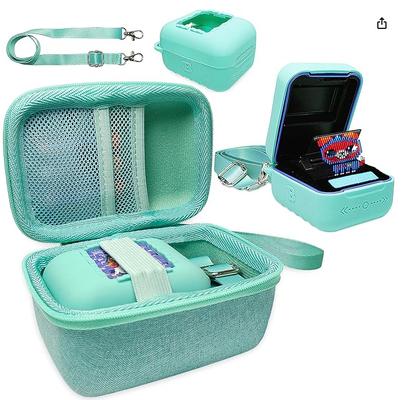Funda de silicona y carcasa rígida para mascota digital interactiva | Accesorios para fundas protectoras de mascotas electrónicas virtuales originales Bitzee con cordón (verde azulado)