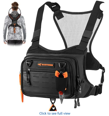 Paquete de cofre de pesca resistente al agua; bolso de pesca para hombres. Estación de trabajo con cremallera EVA, almacenamiento MOLLE, correas ajustables para el pecho y sistema de almacenamiento multifuncional versátil.
