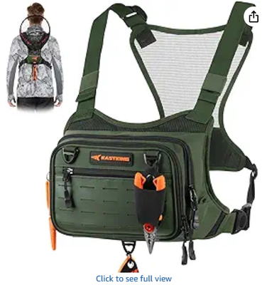 Paquete de cofre de pesca resistente al agua; bolso de pesca para hombres. Estación de trabajo con cremallera EVA, almacenamiento MOLLE, correas ajustables para el pecho y sistema de almacenamiento multifuncional versátil.
