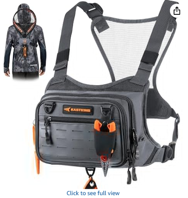 Paquete de cofre de pesca resistente al agua; bolso de pesca para hombres. Estación de trabajo con cremallera EVA, almacenamiento MOLLE, correas ajustables para el pecho y sistema de almacenamiento multifuncional versátil.