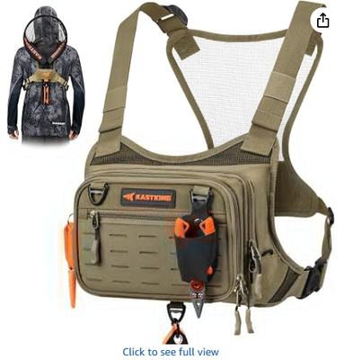 Paquete de cofre de pesca resistente al agua; bolso de pesca para hombres. Estación de trabajo con cremallera EVA, almacenamiento MOLLE, correas ajustables para el pecho y sistema de almacenamiento multifuncional versátil.