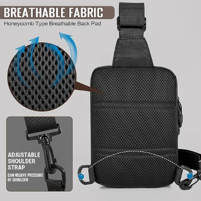 Bolso pequeño para hombres, táctico de inspiración de utilidad impermeable EDC Mini Crossbody bolso de pecho para viajes Trabajo Deporte