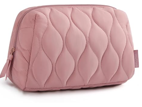 Neceser, Neceser de Viaje, Neceser Acolchado Hinchado para Mujer, Estuche Organizador de Maquillaje, Bolso de Bolsillo de Apertura Amplia, Esenciales de Viaje, Accesorios de Artículos de Tocador y Brochas