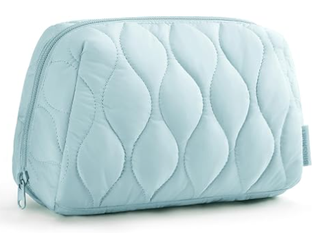 Neceser, Neceser de Viaje, Neceser Acolchado Hinchado para Mujer, Estuche Organizador de Maquillaje, Bolso de Bolsillo de Apertura Amplia, Esenciales de Viaje, Accesorios de Artículos de Tocador y Brochas