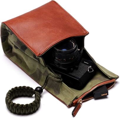 Funda para cámara sin espejo CANPIS, bolsa pequeña de cuero para cámara, bolsa para lente, bolsa de viaje para fotografía, bolsa de almacenamiento para llevar al aire libre