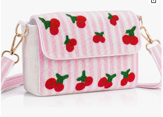 Bolso de hombro con cuentas hecho a mano para mujer, bolso cruzado con cuentas de 5 x 8 x 1,75 pulgadas