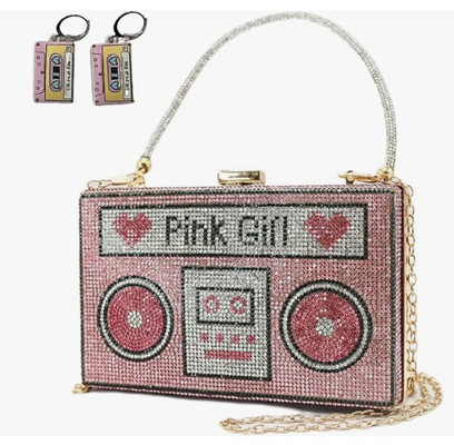Bolso de mano de noche de diamantes para mujer pearl&she, bolso de mano tipo minaudiere, bolso de mano con cristales de pila de billetes de dólar