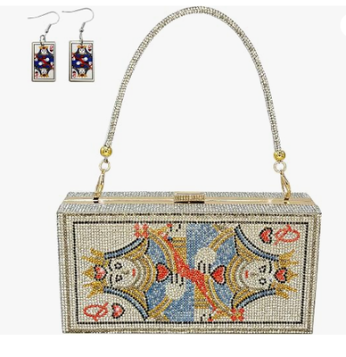 Bolso de mano de noche de diamantes para mujer pearl&she, bolso de mano tipo minaudiere, bolso de mano con cristales de pila de billetes de dólar