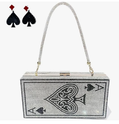 Bolso de mano de noche de diamantes para mujer pearl&she, bolso de mano tipo minaudiere, bolso de mano con cristales de pila de billetes de dólar