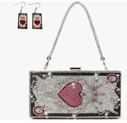 Bolso de mano de noche de diamantes para mujer pearl&she, bolso de mano tipo minaudiere, bolso de mano con cristales de pila de billetes de dólar