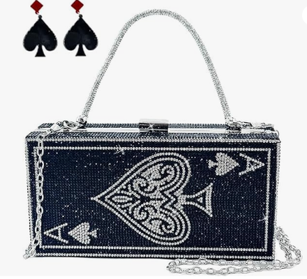 Bolso de mano de noche de diamantes para mujer pearl&she, bolso de mano tipo minaudiere, bolso de mano con cristales de pila de billetes de dólar