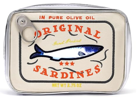 Cessfle Bolsa de maquillaje de sardinas enlatadas, Bolsa de maquillaje de pescado de lata de sardina divertida, Bolsa de maquillaje creativa y linda Bolsa de bolso de lápiz Kawaii, Bolsa de maquillaje de coqueta para mujeres