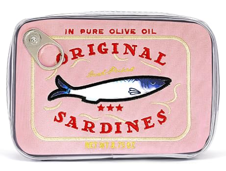 Cessfle Bolsa de maquillaje de sardinas enlatadas, Bolsa de maquillaje de pescado de lata de sardina divertida, Bolsa de maquillaje creativa y linda Bolsa de bolso de lápiz Kawaii, Bolsa de maquillaje de coqueta para mujeres