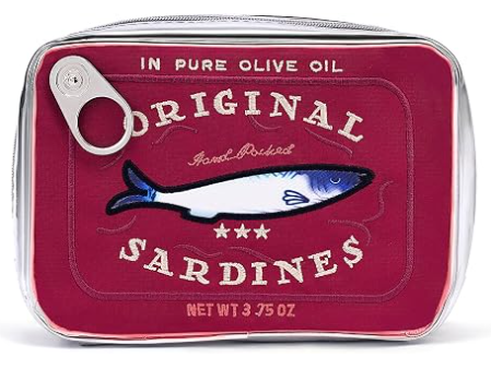 Cessfle Bolsa de maquillaje de sardinas enlatadas, Bolsa de maquillaje de pescado de lata de sardina divertida, Bolsa de maquillaje creativa y linda Bolsa de bolso de lápiz Kawaii, Bolsa de maquillaje de coqueta para mujeres