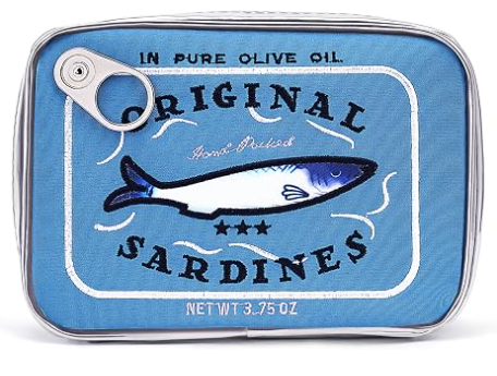 Cessfle Bolsa de maquillaje de sardinas enlatadas, Bolsa de maquillaje de pescado de lata de sardina divertida, Bolsa de maquillaje creativa y linda Bolsa de bolso de lápiz Kawaii, Bolsa de maquillaje de coqueta para mujeres