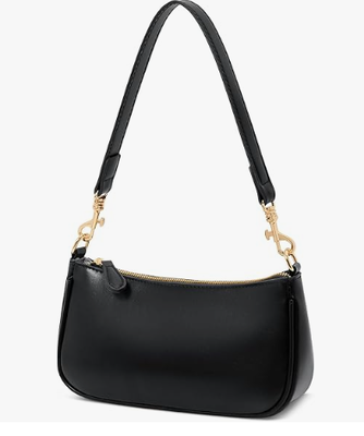 Pequeño bolso negro para mujeres, lindo mini bolso de hombro con cierre de cremallera. 2 correas extraíbles, bolsos retro, bolso clásico, bolso para mujeres.